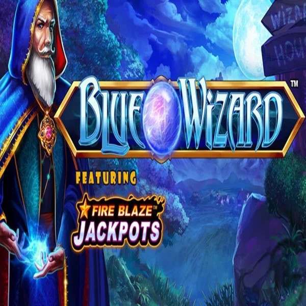 Blue Wizard Fire Blaze Jackpots slot logo by Rarestone Gaming at BroWinner Casino